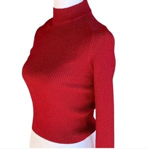 NWT Say What? Woman's Red Shimmer Ribbed Holiday Sweater sz M